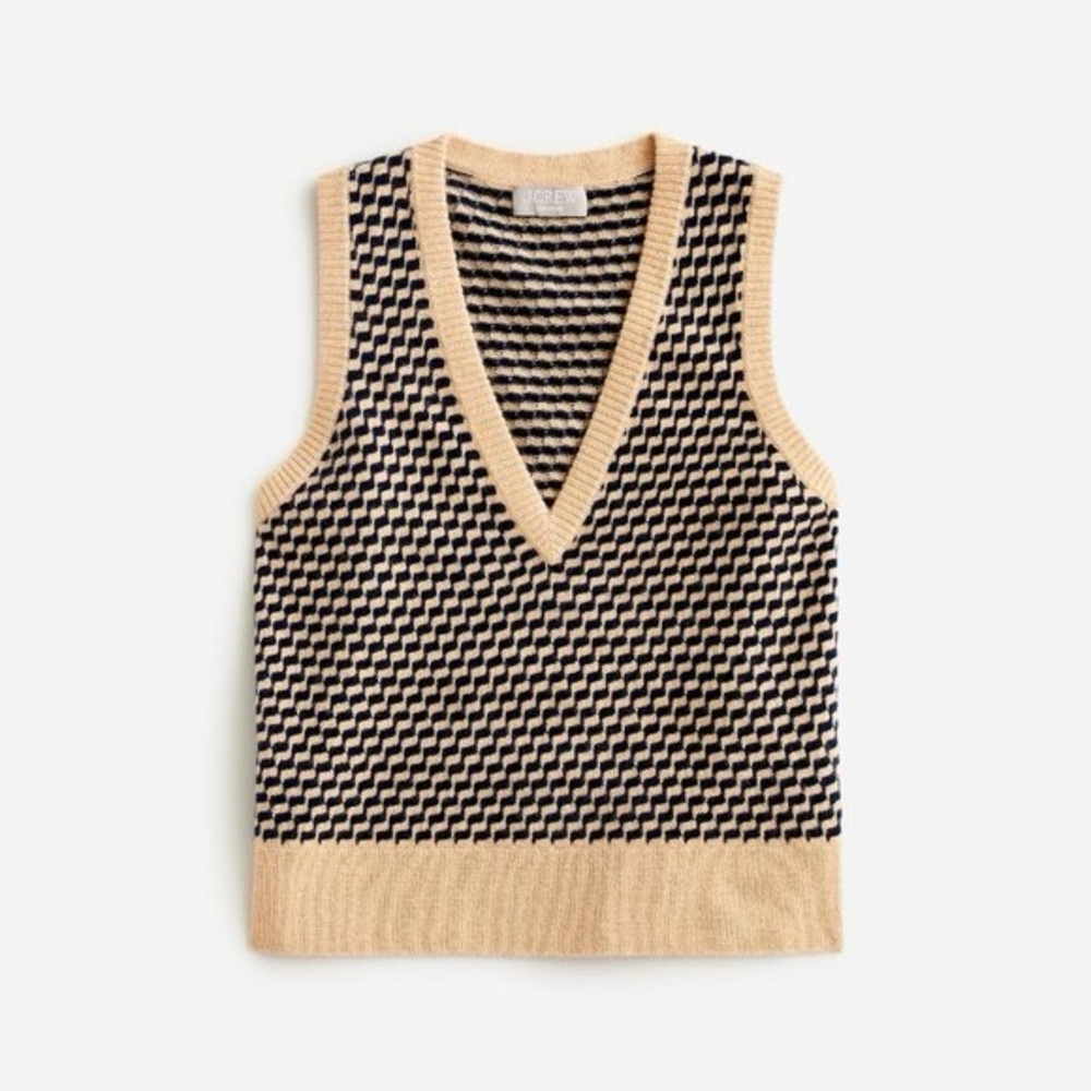 J.Crew Cashmere jacquard V-neck sweater-vest